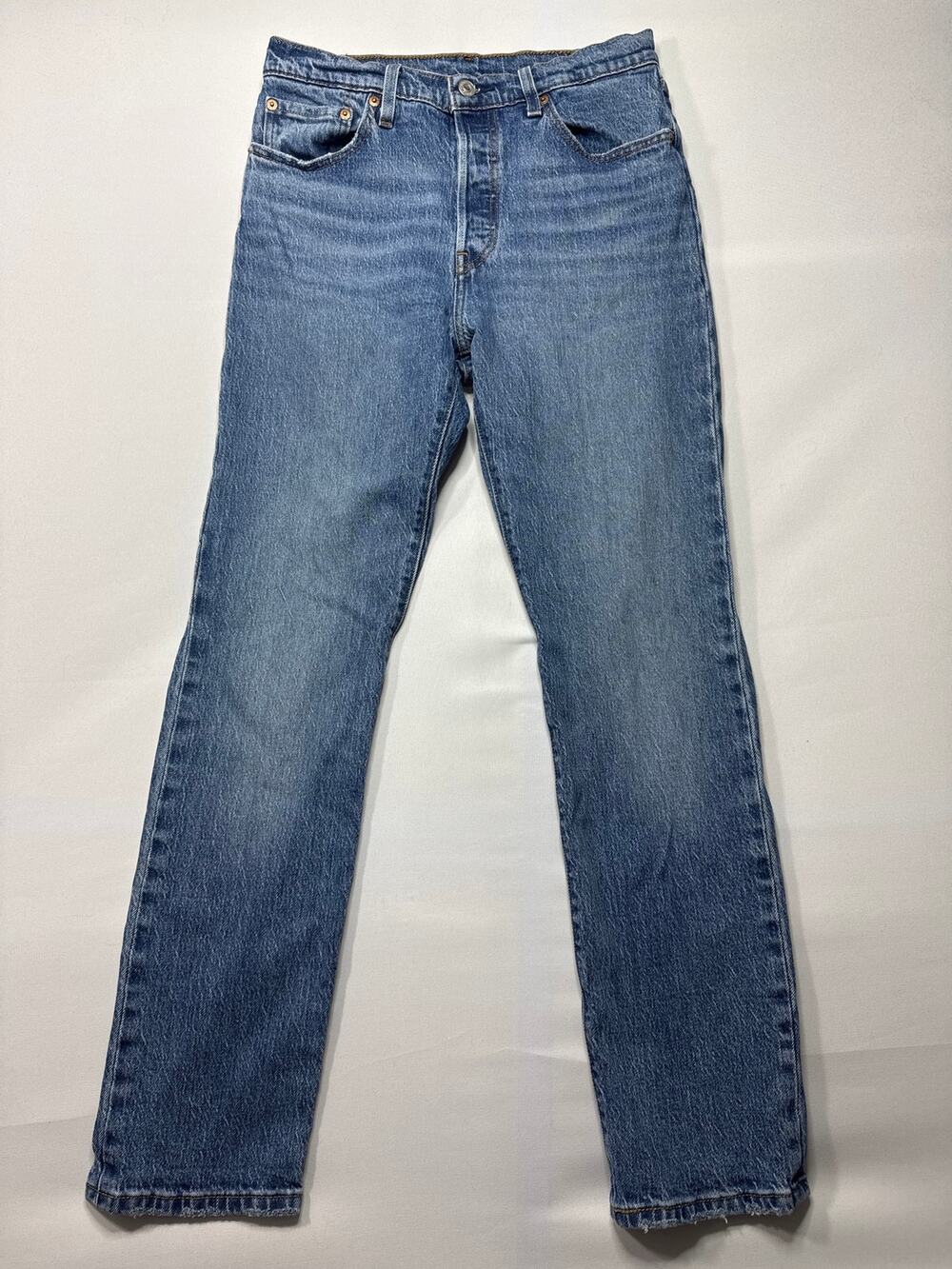 Levi's 501 Women's Button Fly Straight Leg Blue Jeans - Size 28x30 (28x29.5)